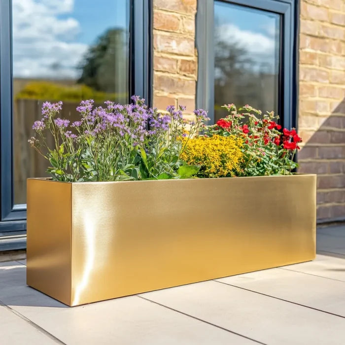 100cm Zinc Galvanised Gold Trough Planter