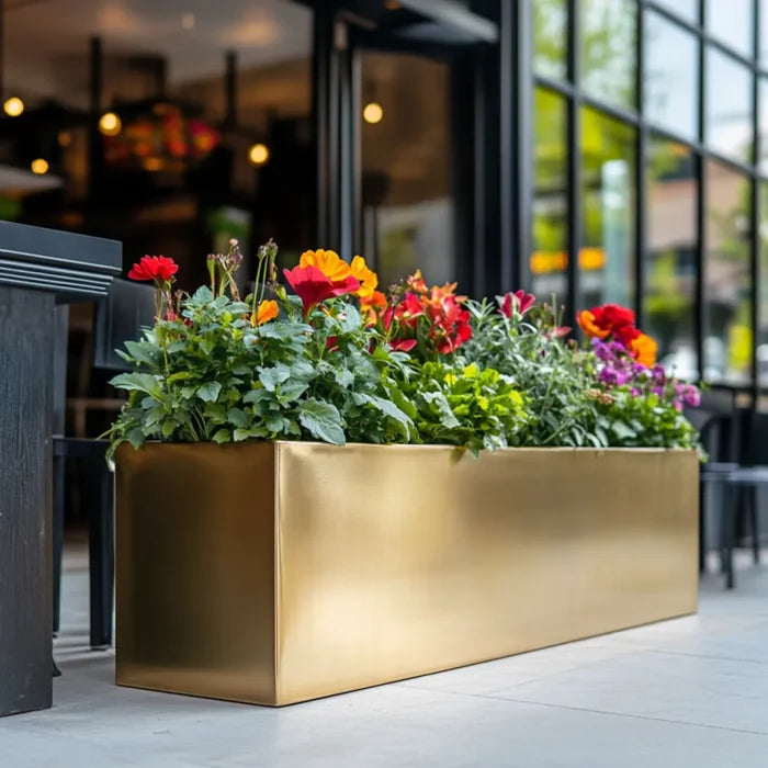 100cm Zinc Galvanised Gold Trough Planter