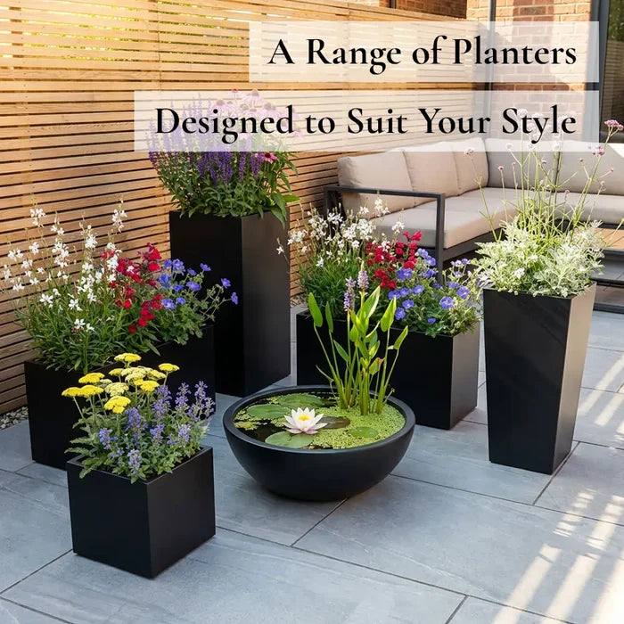 100cm Zinc Galvanised Matte Black Trough Planter