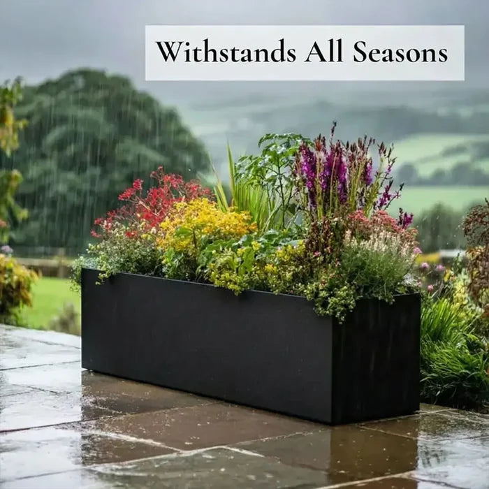 100cm Zinc Galvanised Matte Black Trough Planter