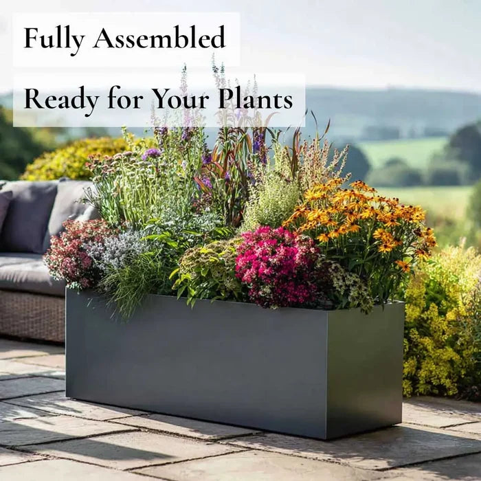 100cm Zinc Galvanised Matte Grey Trough Planter