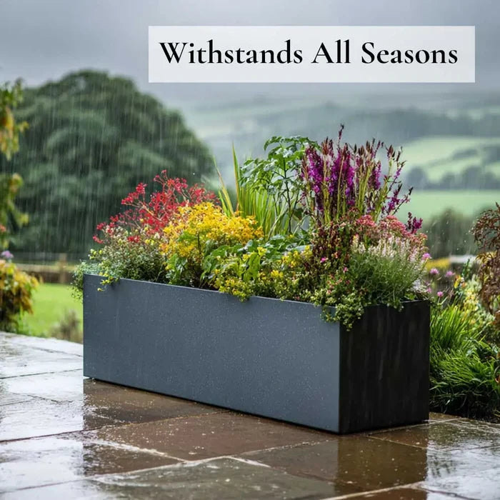 100cm Zinc Galvanised Matte Grey Trough Planter