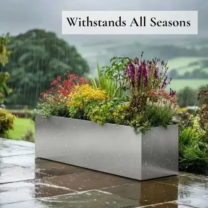 100cm Zinc Metal Galvanised Silver Trough Planter