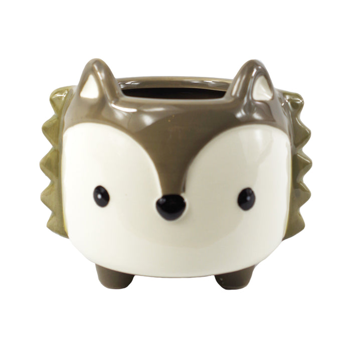 10cm Ceramic Grey Fox Planter