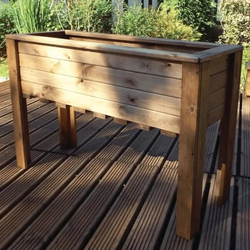 Patio window box trough planters by Woven Wood 1.1m Redwood Trug