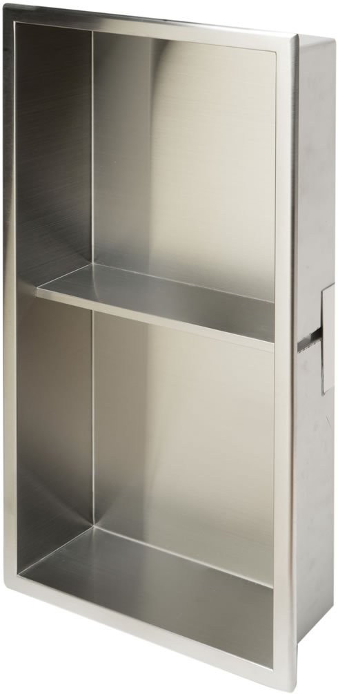 Alfi brand 12" x 24" double-shelf Brushed Stainless Steel Shower/Bathroom Niche
