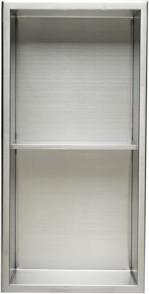 Alfi brand 12" x 24" double-shelf Brushed Stainless Steel Shower/Bathroom Niche