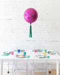 16in Bright Pink Orb Balloon with Green Skirt Centerpiece