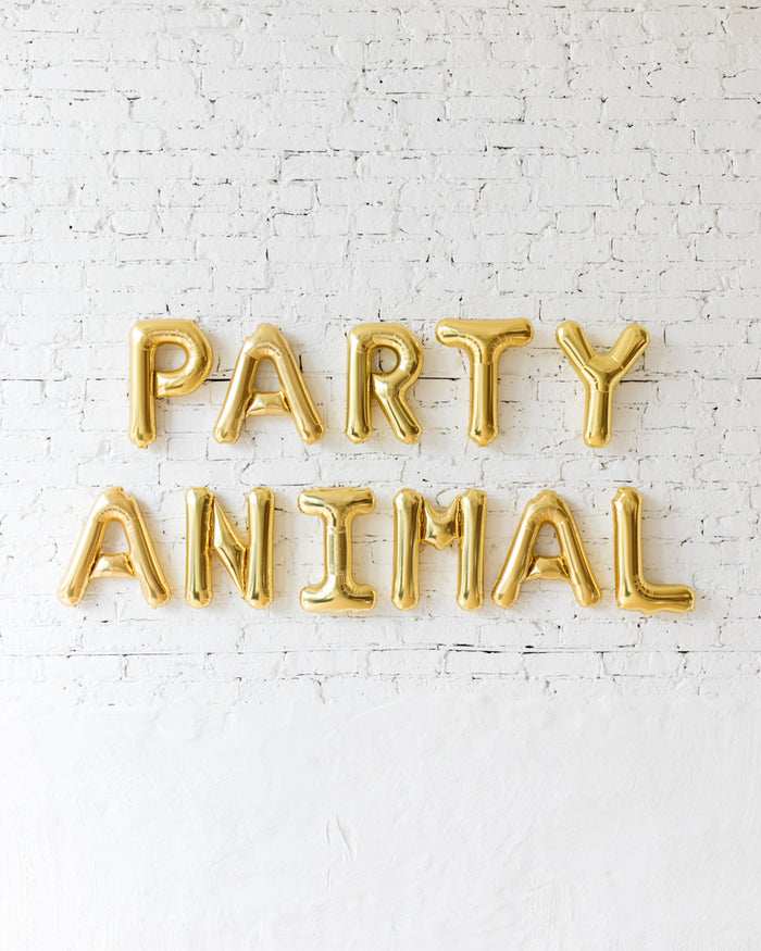 16in Gold PARTY ANIMAL Foil Letters Set