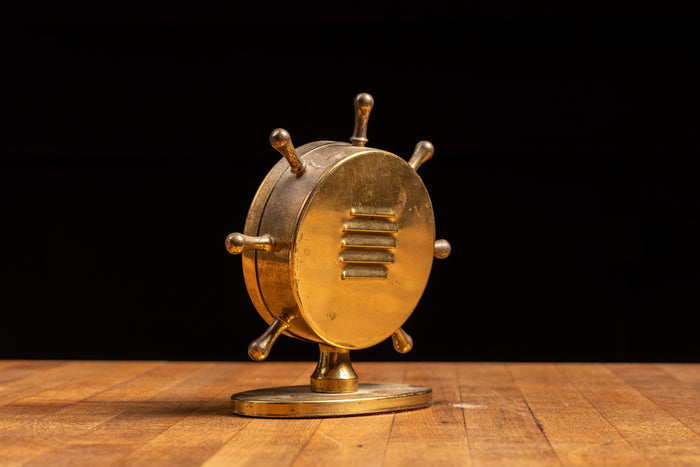 1930s Brass Sailing Wheel Advertising Thermometer