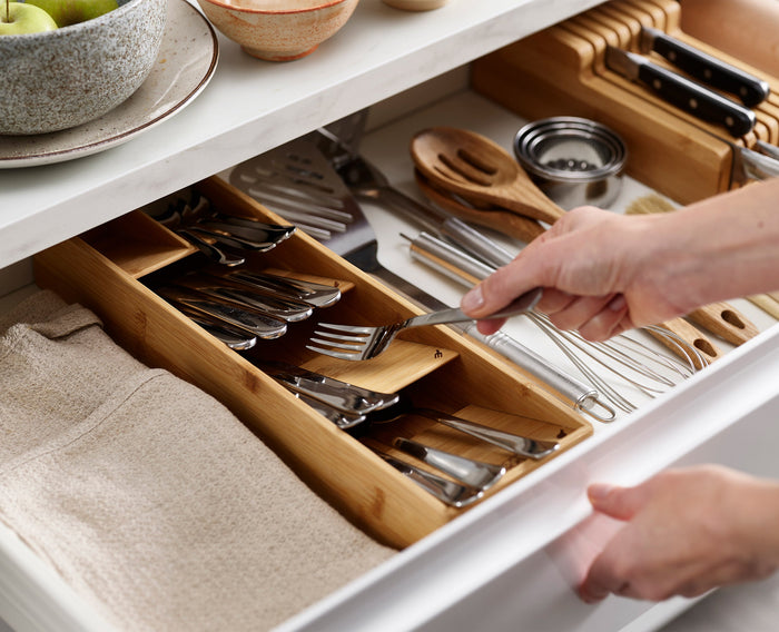 [half-width] 2-piece DrawerStore™ Bamboo Cutlery & Knife Organiser Set