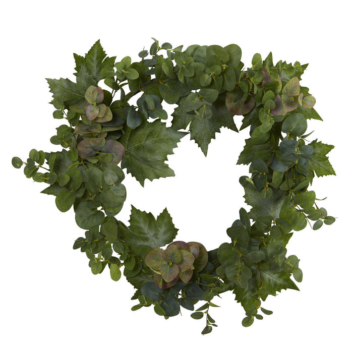 24” Grape Leaf and Eucalyptus Artificial Wreath