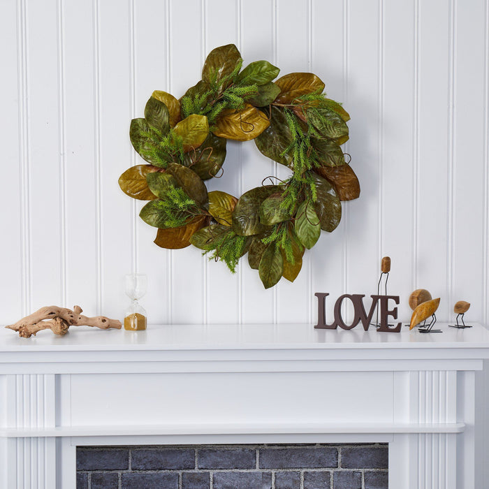26” Magnolia Leaf Artificial Wreath