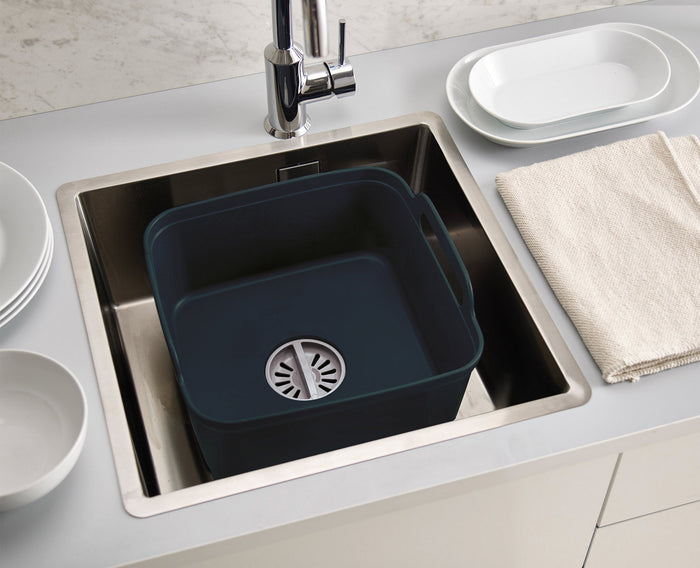 [half-width] 3-piece Grey Drainer, Washing-up Bowl & Brush Set