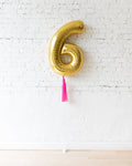 34in Gold Foil Number with Bright Pink Skirt