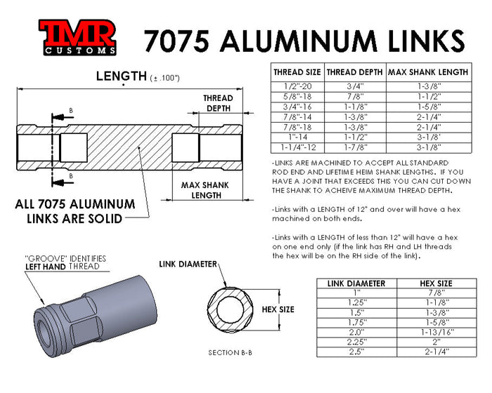 7075 Aluminum Links - 1" Diameter