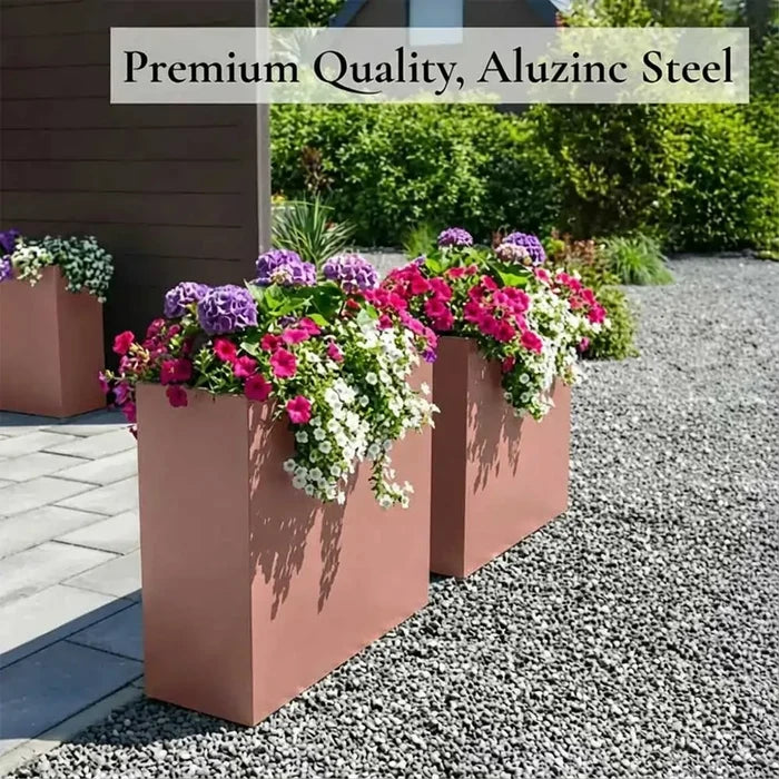 75cm Long Zinc Galvanised Rose Gold 90cm Tall Trough Planter