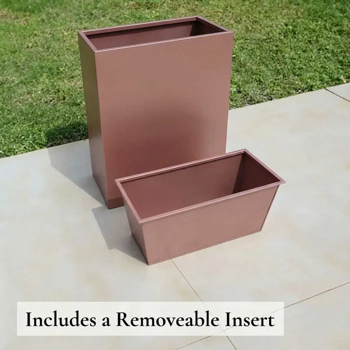 75cm Long Zinc Galvanised Rose Gold 90cm Tall Trough Planter