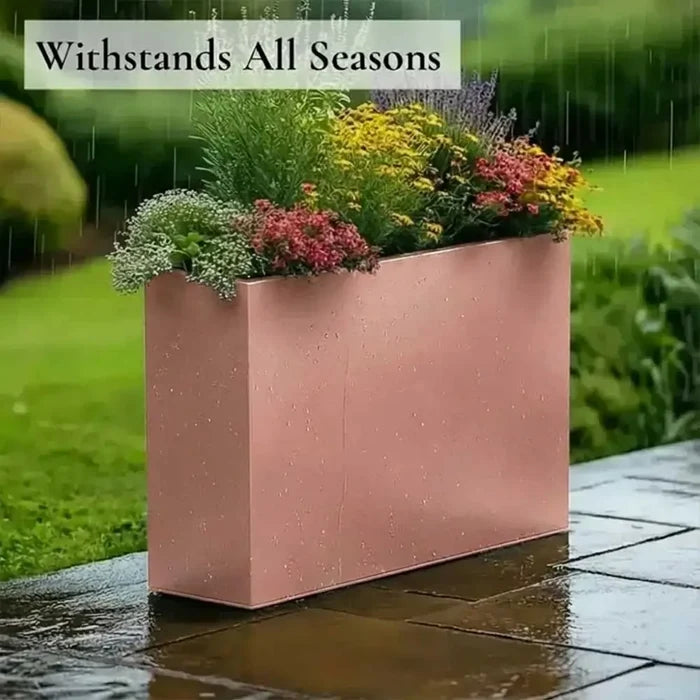 75cm Long Zinc Galvanised Rose Gold 90cm Tall Trough Planter