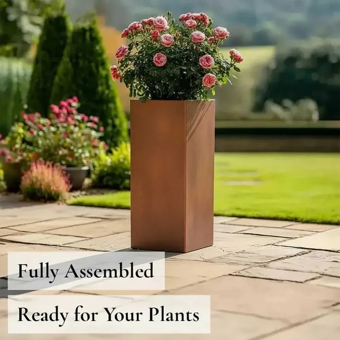 75cm Zinc Galvanised Copper Finish Tall Square Planter