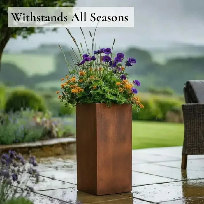 75cm Zinc Galvanised Copper Finish Tall Square Planter