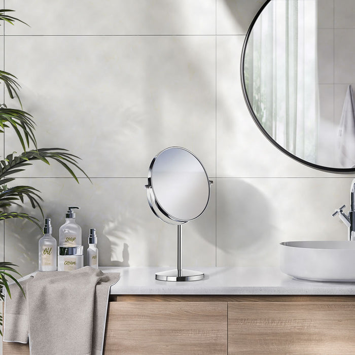 7x/1x Freestanding Makeup Mirror, Chrome - Beslagsboden