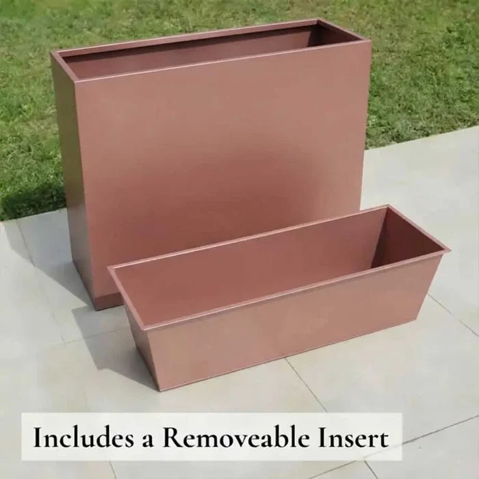 80cm Long Zinc Galvanised Brushed Rose Gold Finish 60cm Tall Trough Planter