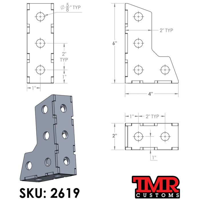 90° Fabrication Square - 6" x 4" x 2"