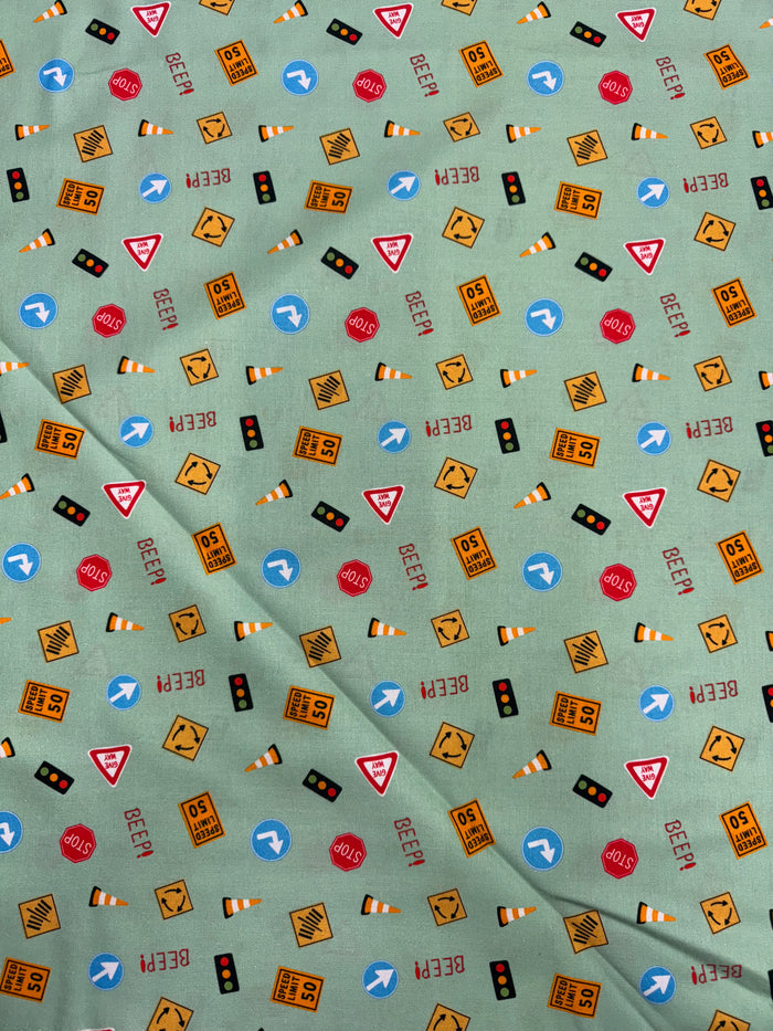 Peak Hour Cream Traffic Fabric