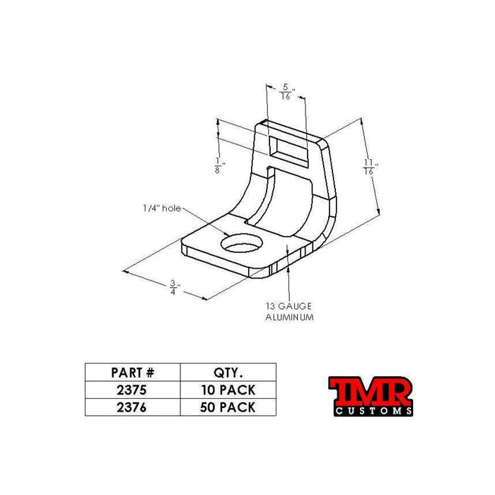 Aluminum Bolt On Zip Tie Tab/Cable Tie Tab - 10 Pack