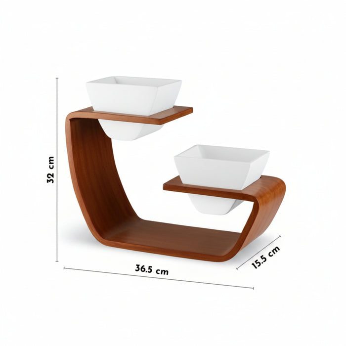 0503 White Mahogany Artistic Curved Planter Stand - WG, Dimension