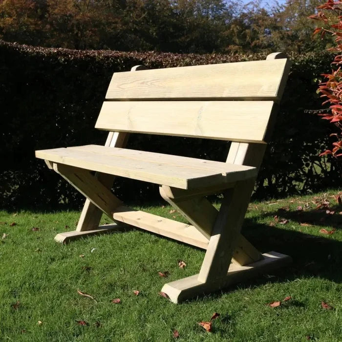 A classic garden bench nestled among greenery, offering a peaceful retreat.
