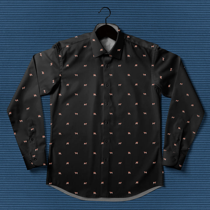 Ayrshires cattle icon pattern - Men's Casual Long Sleeve Shirt - myfunfarm