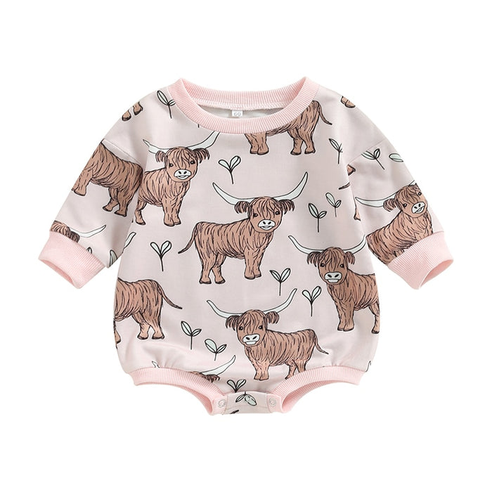 Baby Boys Girls Bodysuits Cattle Print