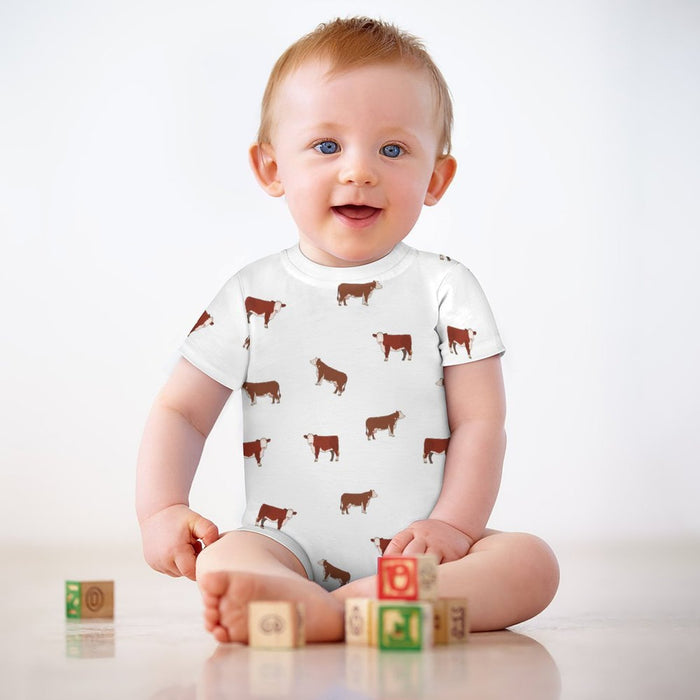 Baby romper Hereford cattle icon pattern