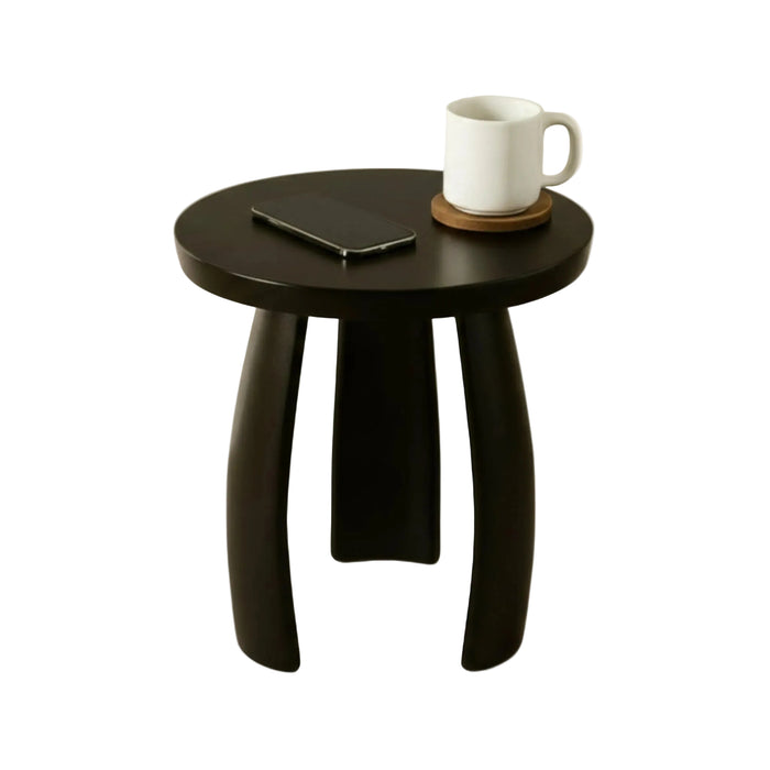 Barrel Arc Curved Wooden Round Side Table