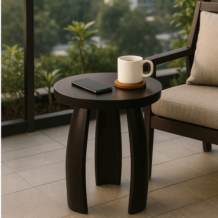 Barrel Arc Curved Wooden Round Side Table