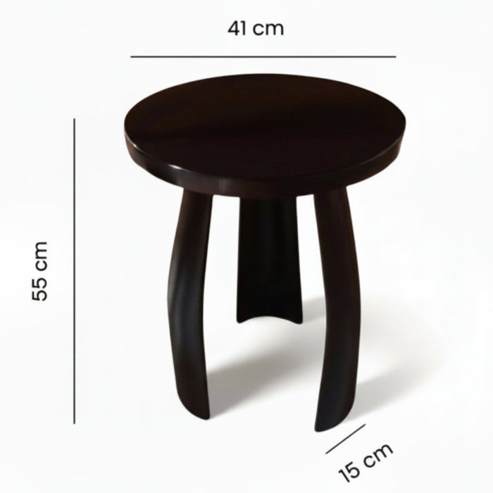 Barrel Arc Curved Wooden Round Side Table