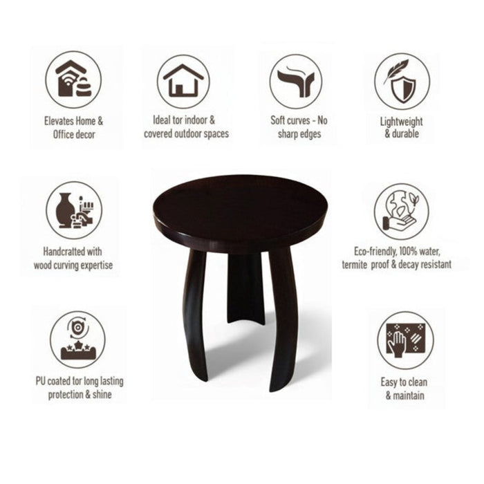 Barrel Arc Curved Wooden Round Side Table