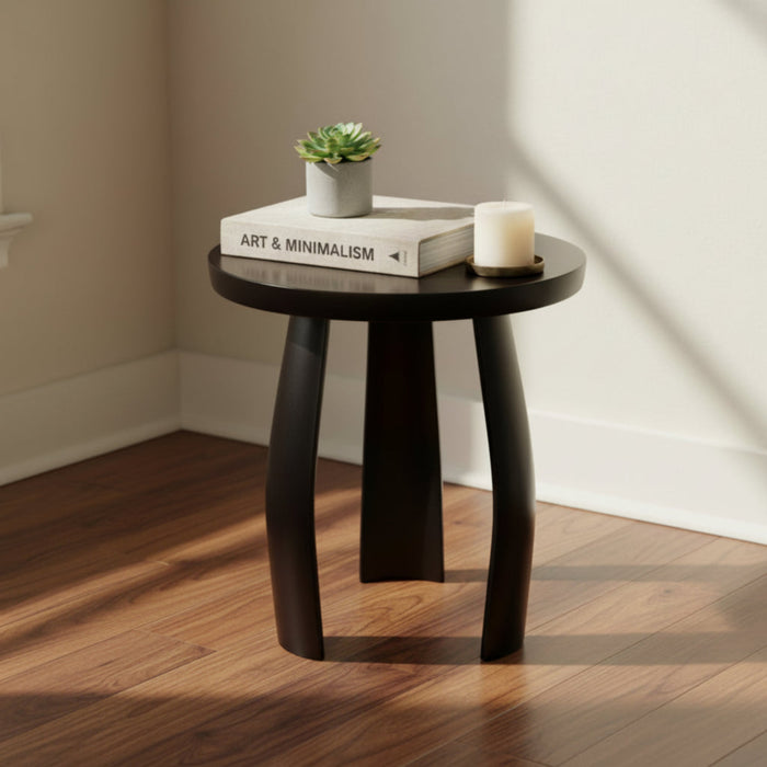 Barrel Arc Curved Wooden Round Side Table