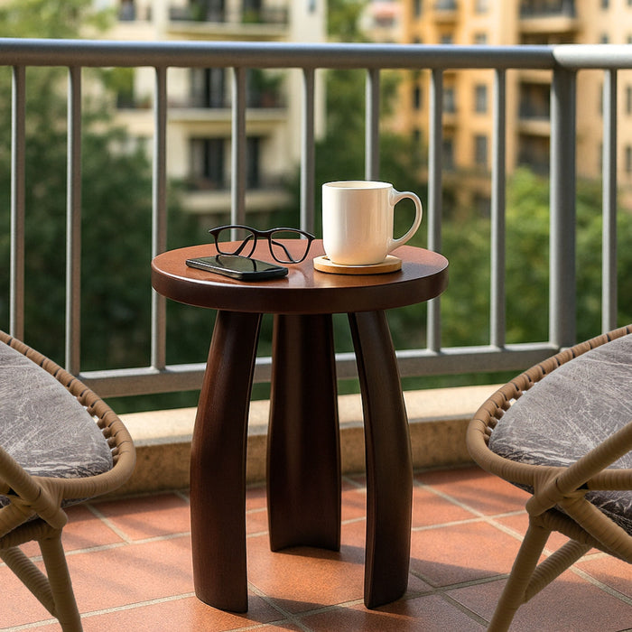 Barrel Arc Curved Wooden Round Side Table