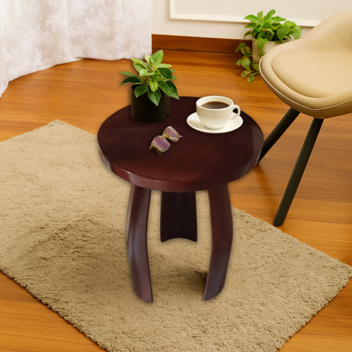 Barrel Arc Curved Wooden Round Side Table