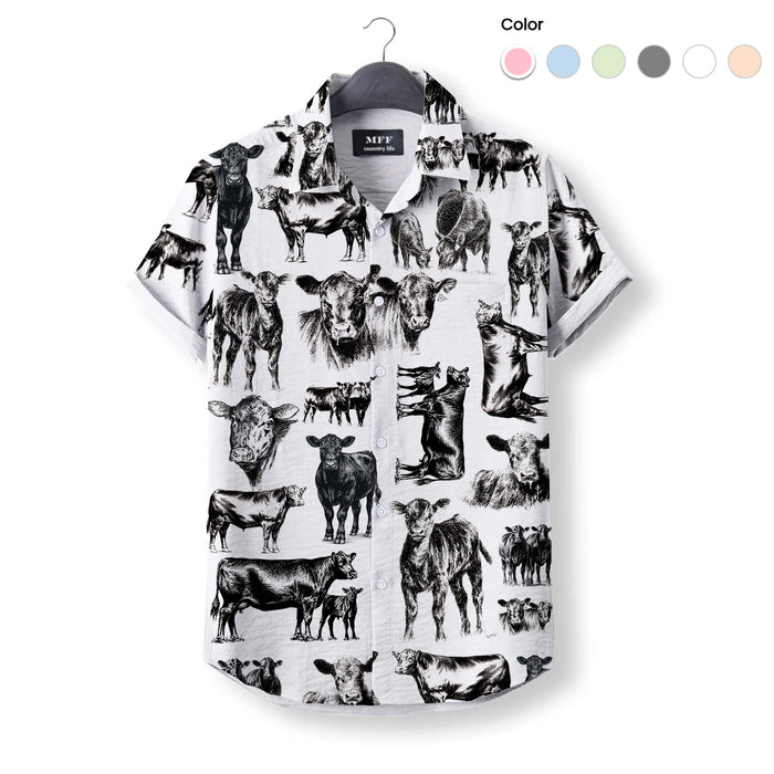 Black Angus Cattle pattern - Hawaiian Shirt for adult and youth - myfunfarm
