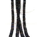 Black Ethiopian Opal 4mm - 5.5mm Hand Faceted Rondelles Bead Strand