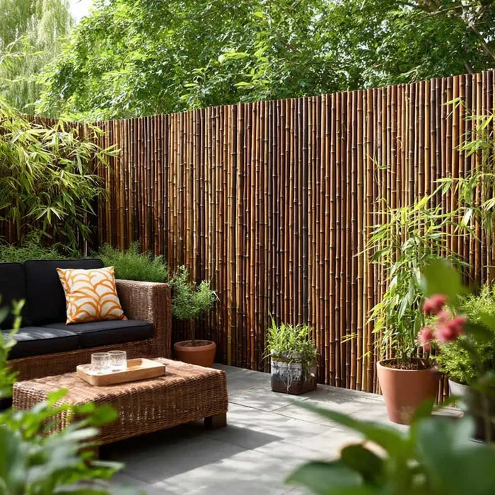 Black Premium 2-4cm Thick Bamboo Cane Fencing Screening Rolls