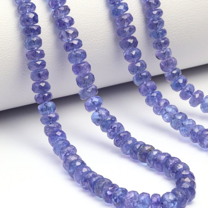 Blue Tanzanite 5mm Faceted Rondelles Bead Strand