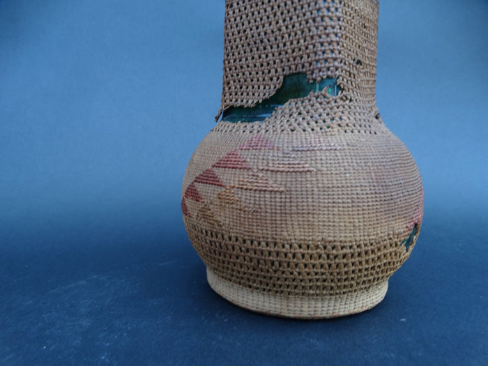 Californian Antique Glass Bottle with Native American Woven Covering