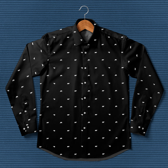 Cattle icon pattern - Men's Casual Long Sleeve Shirt - myfunfarm