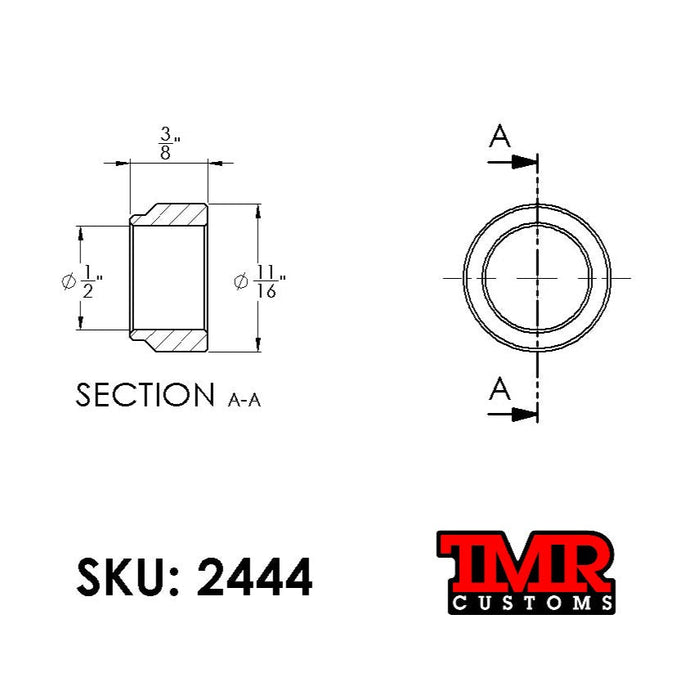 Coil Over Shock Spacer (1/2" Bolt x 1-1/4" Mounting Width)