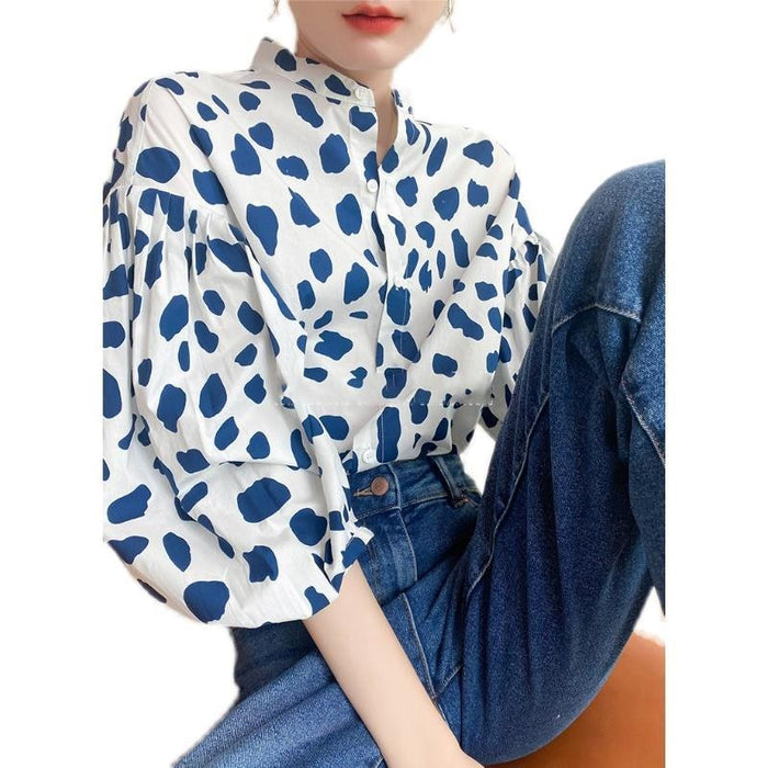 Cow pattern Blouses Sleeve Shirt  for  Women - myfunfarm